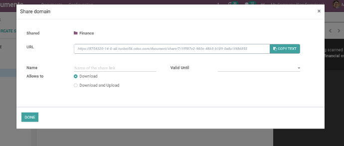 Share Document In Odoo
