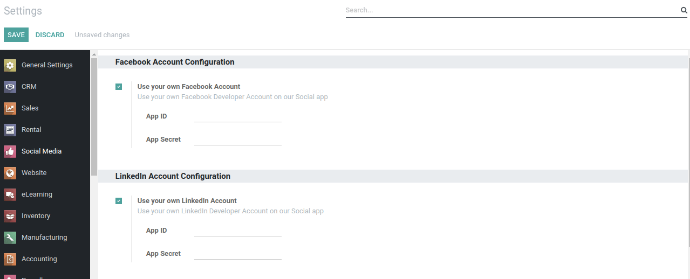 Configure Social Media Account