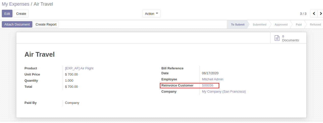 Expense Reinvoice To Customer By Sales Order 