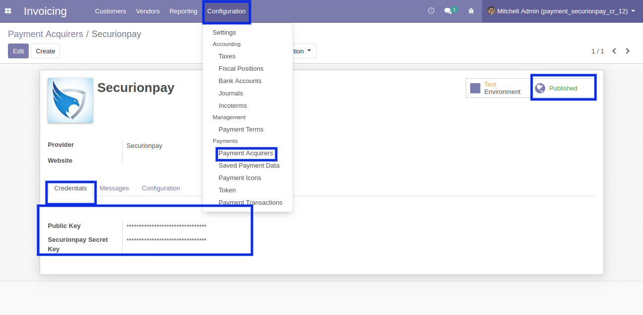 SecurionPay Configuration In Odoo