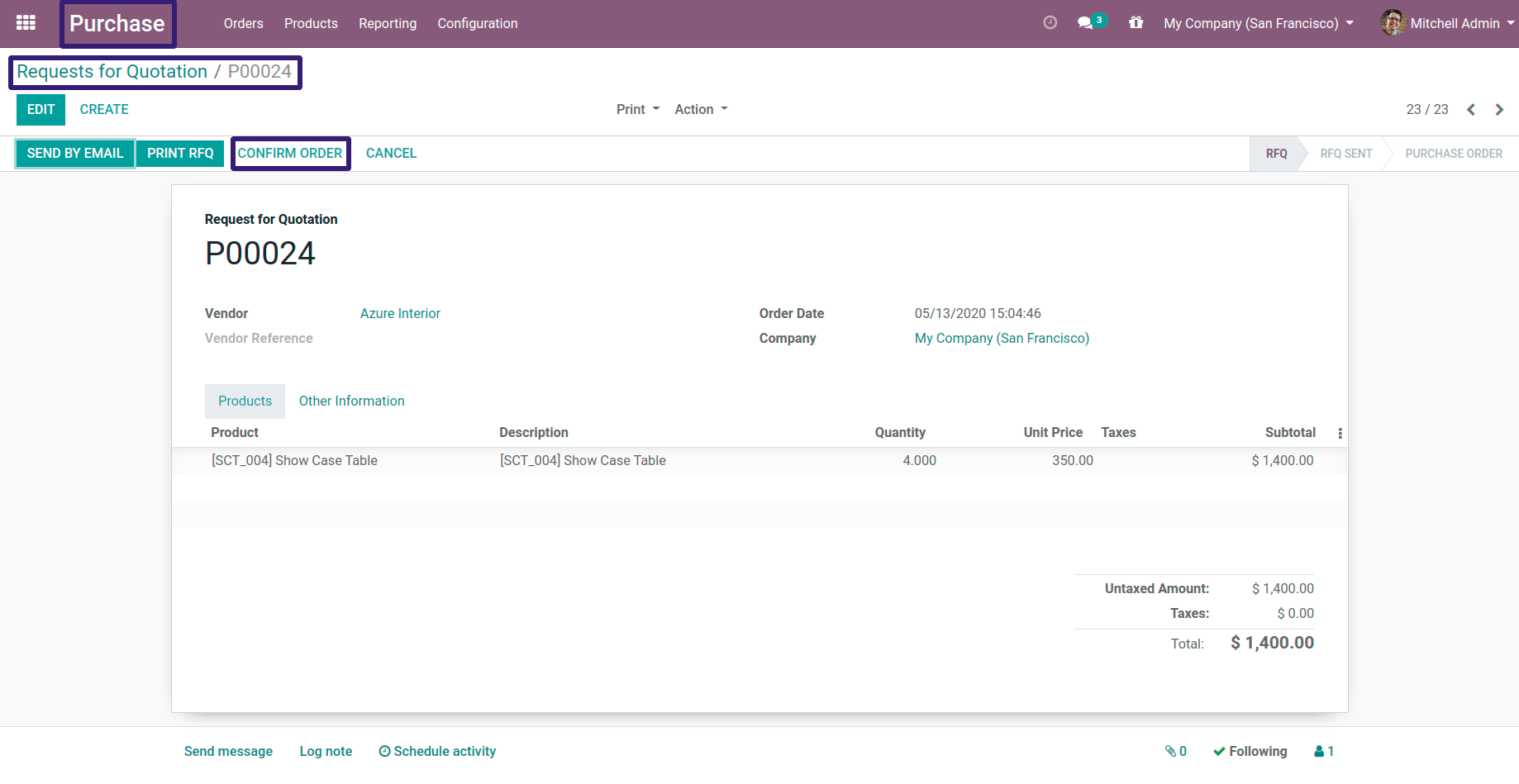 Request For Quotation In Odoo Request For Quotation In Odoo