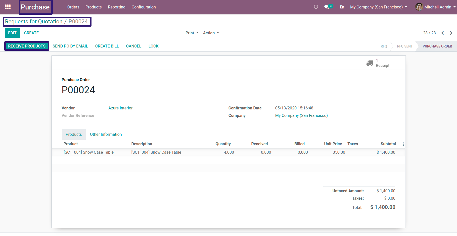 Receive Products in inventory In Odoo13 Receive Products in inventory In Odoo13
