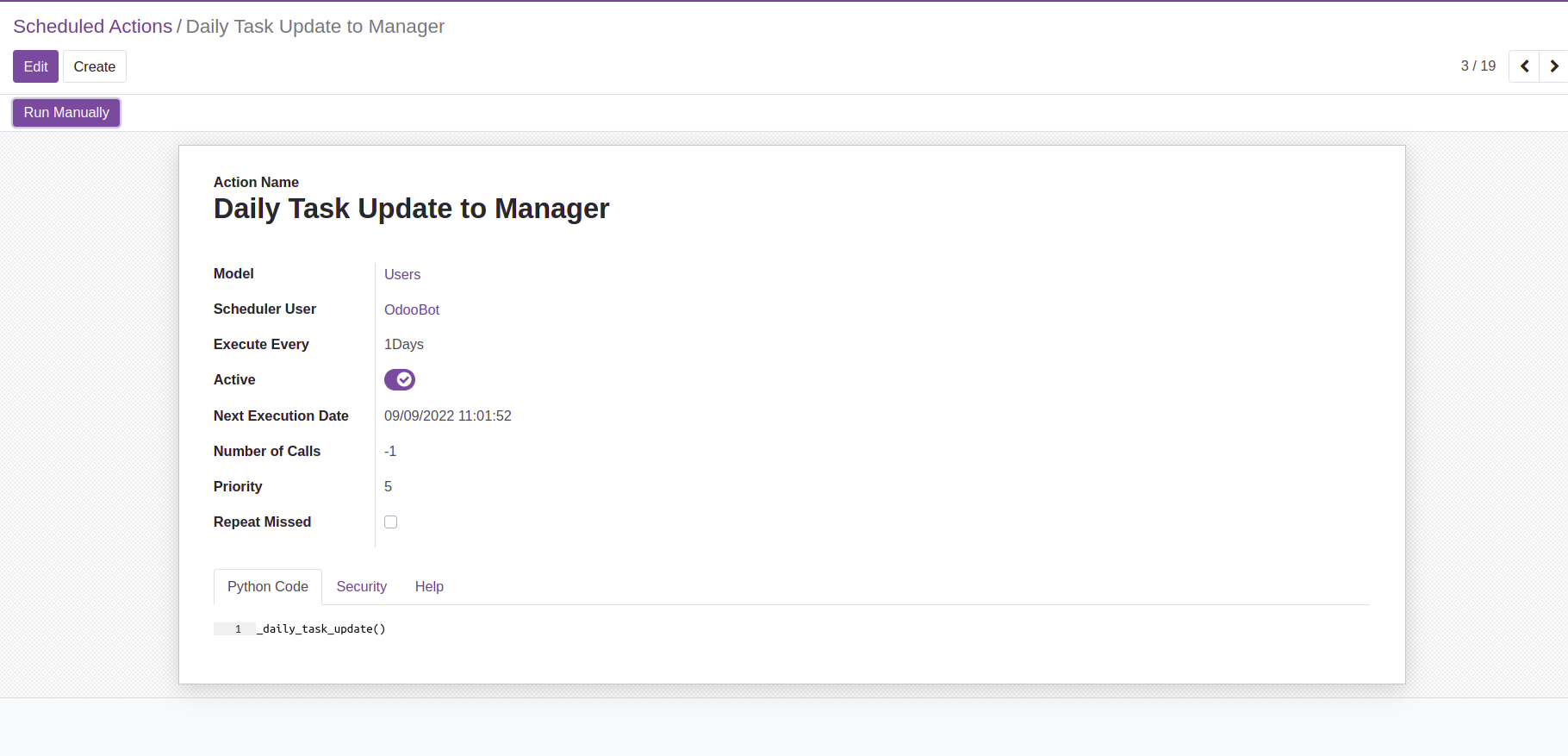Schedule Task Actions