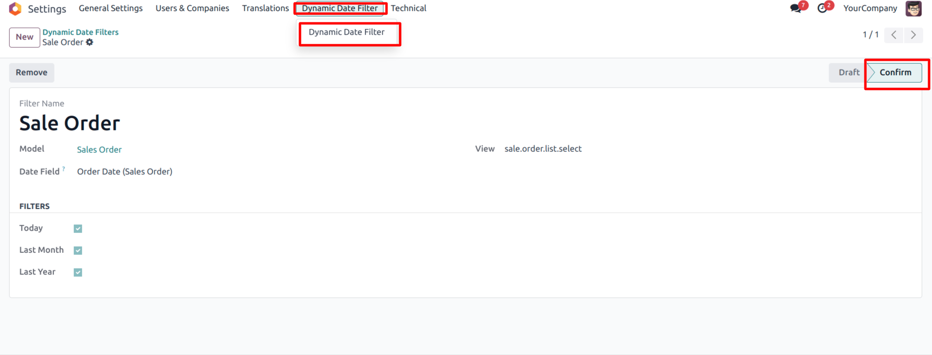 Dynamic date filter Dynamic date filter