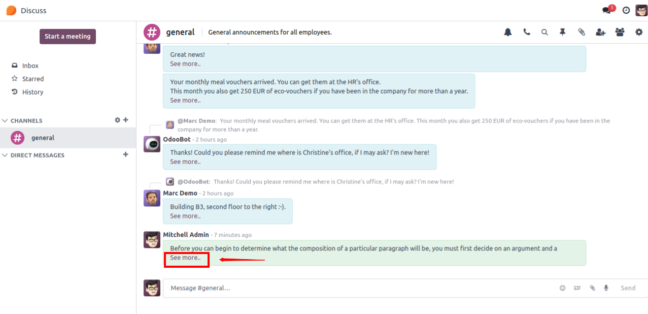 Expand the text of messages Expand the text of messages