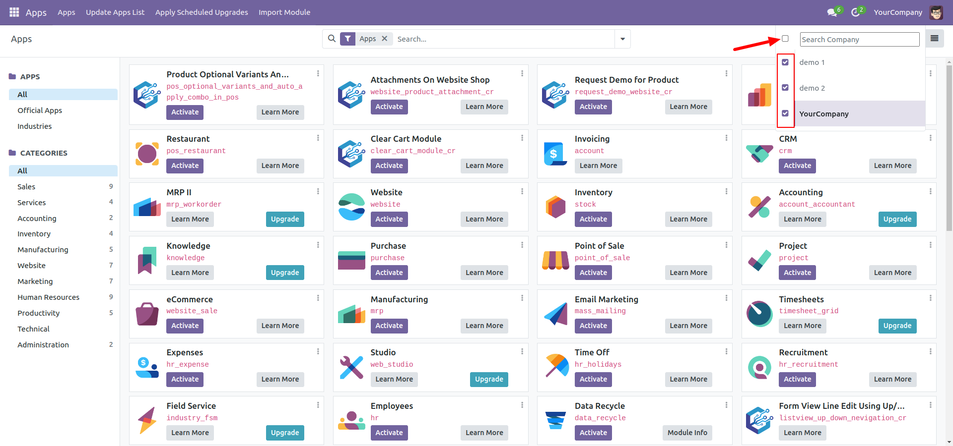 Selecting All Companies Selecting All Companies