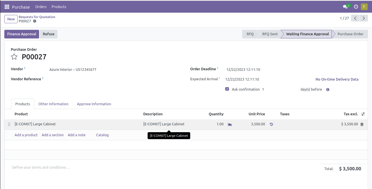 Click on Finance Approval Click on Finance Approval