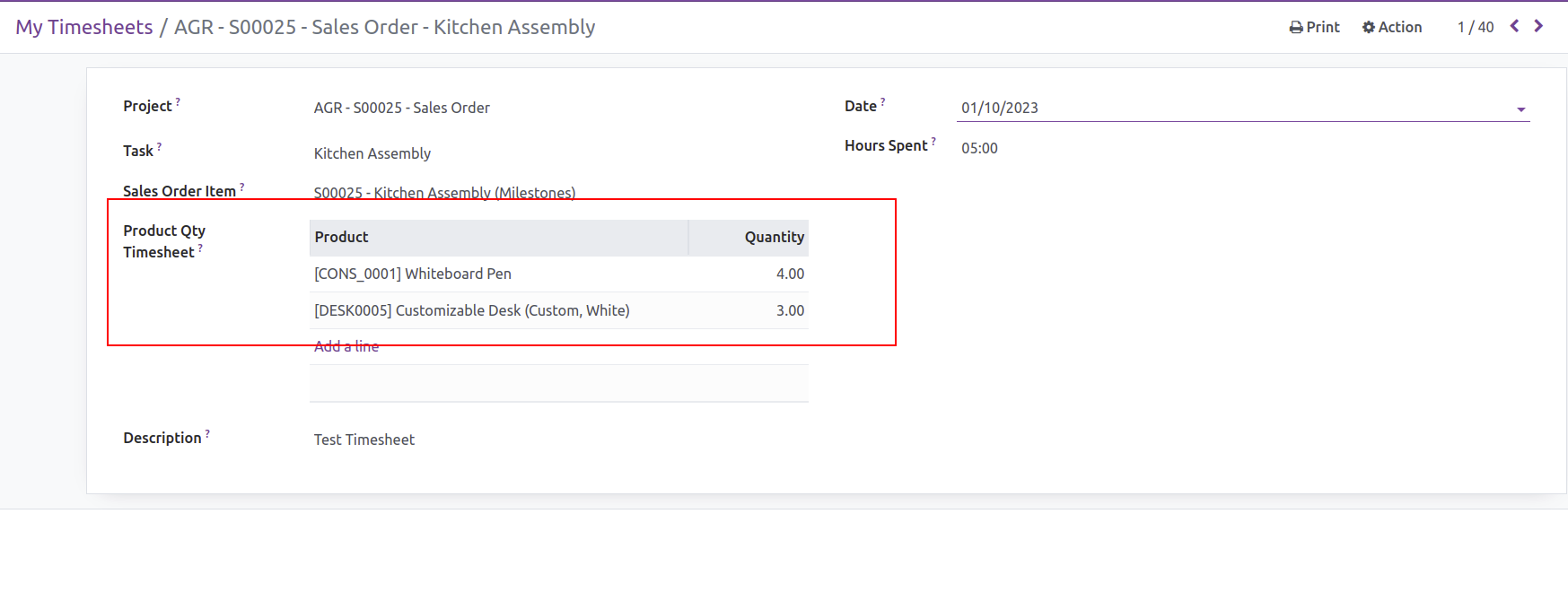 Product Quantity Timesheet Product Quantity Timesheet