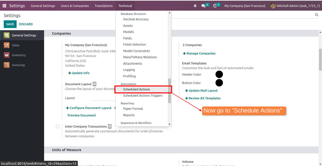 create schedule action create schedule action