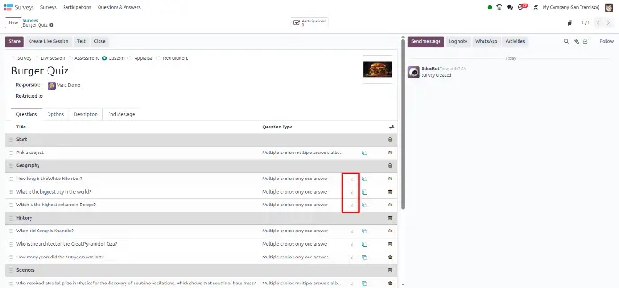 Widget : survey_question_trigger 