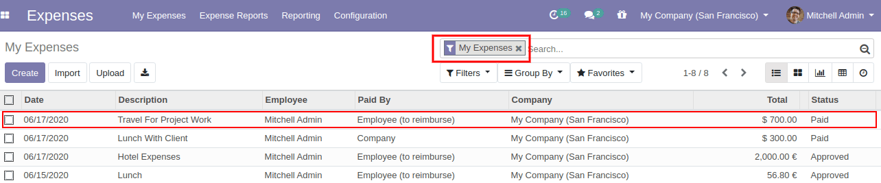 Expense Report In Odoo 13