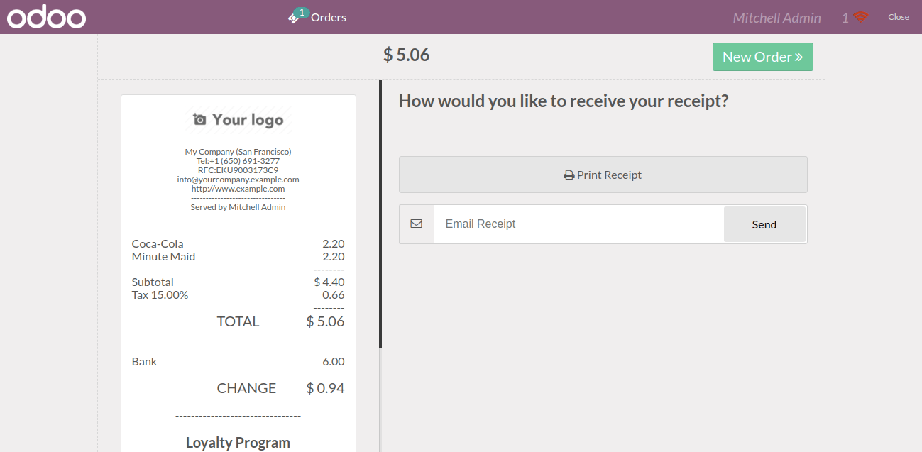 Receipt By Email In Odoo 14