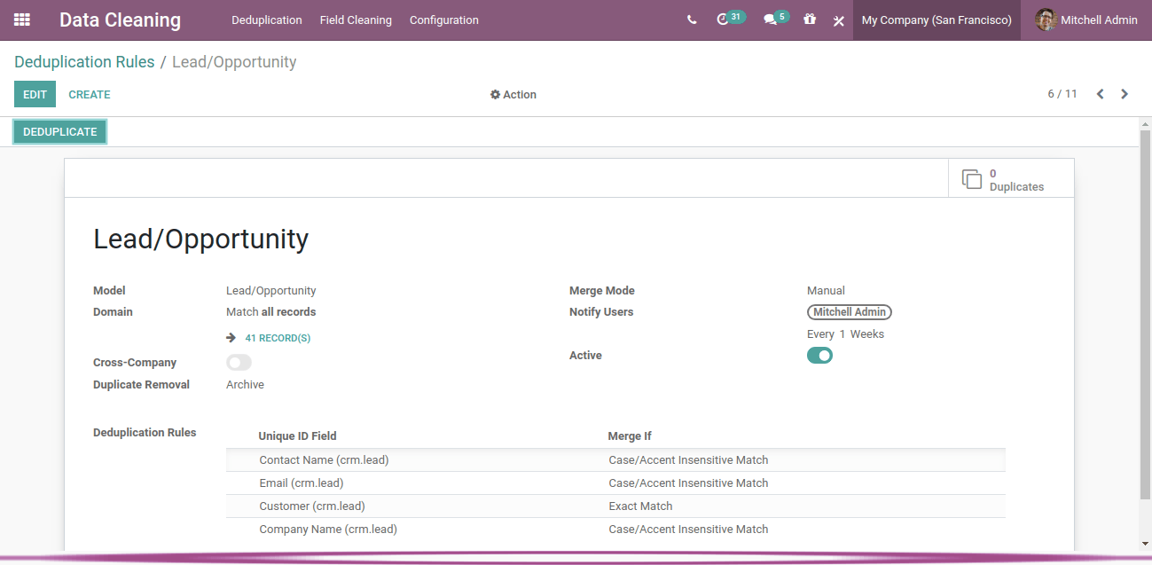 Data Cleaning Module In Odoo 14
