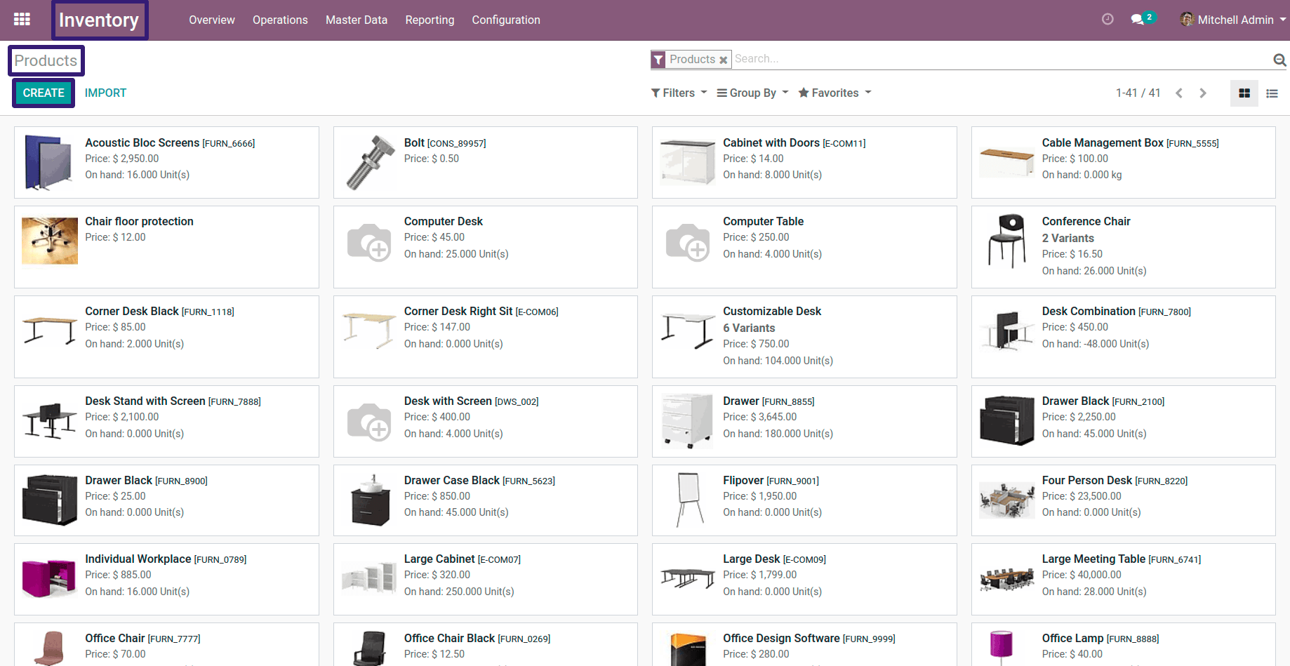 Create a New Product Odoo